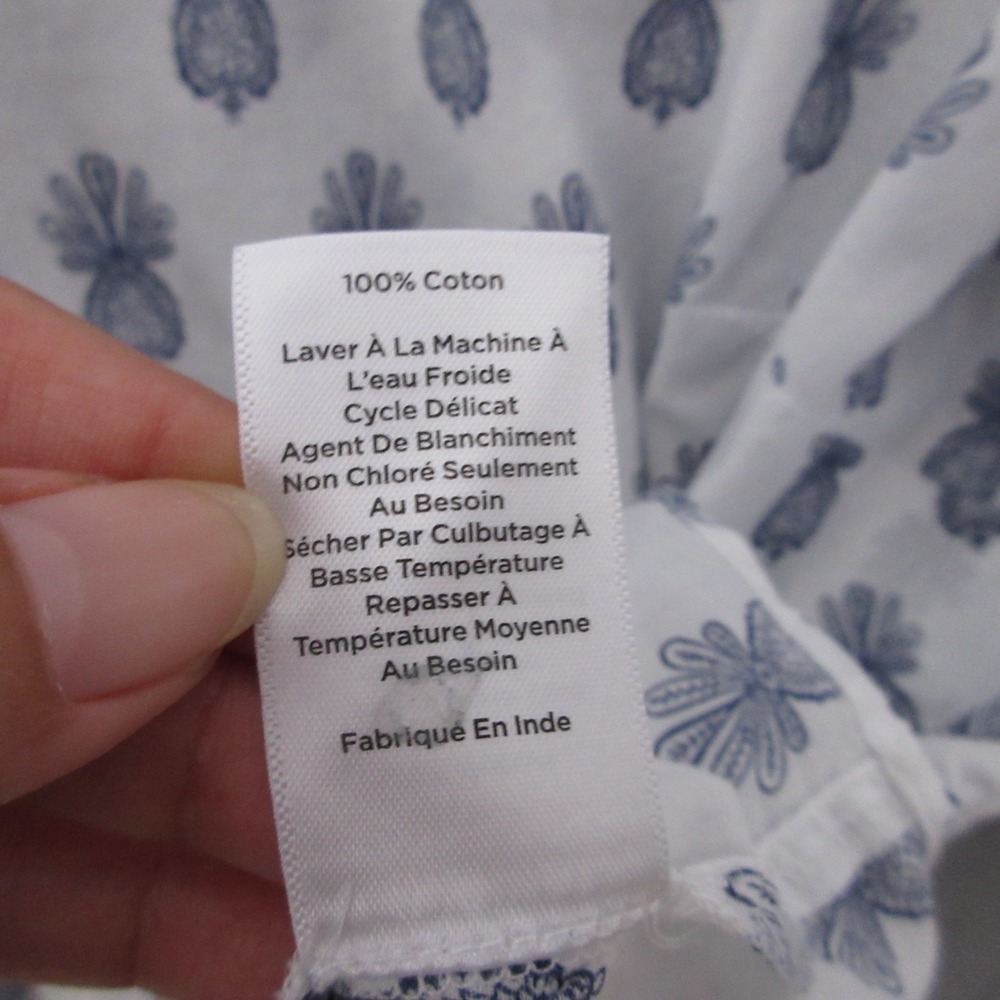 Talbots Top Plus 2X Blue Pineapple Button Up Long… - image 6